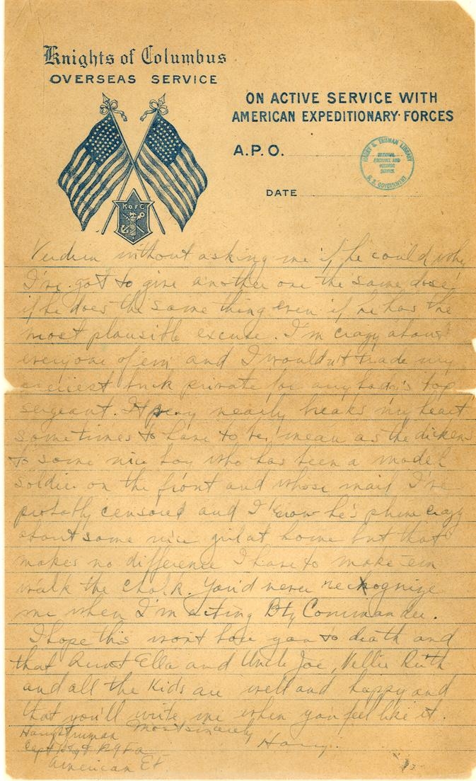 Letter, Harry S. Truman to Mary Ethel Noland