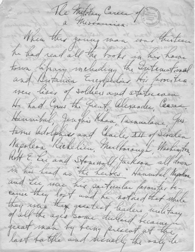 Long Hand Note by Senator Harry S. Truman