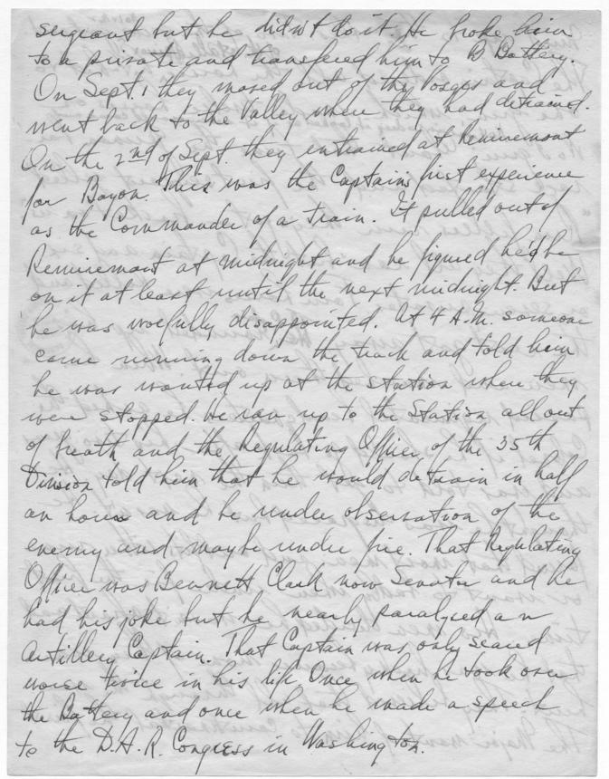 Long Hand Note by Senator Harry S. Truman