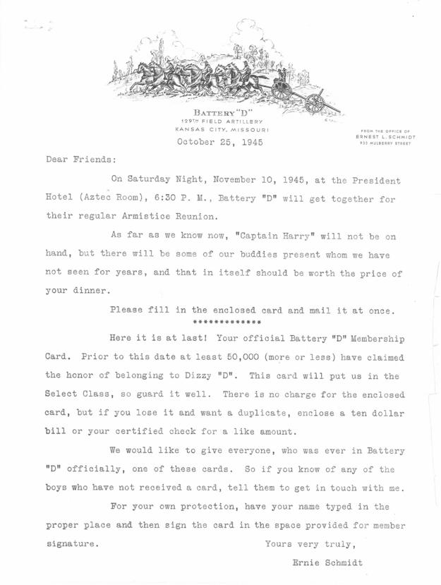 Telegram, Harry S. Truman to Ernest L. Schmidt, with related correspondence