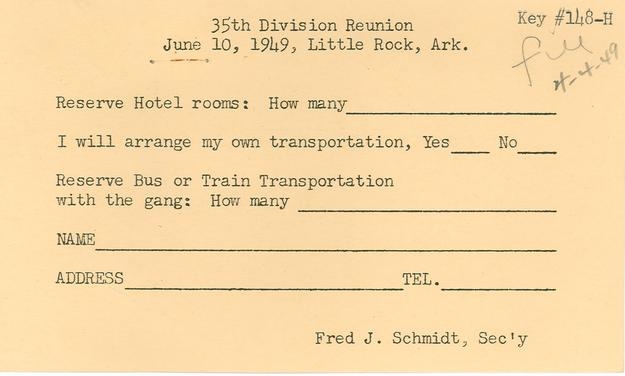 Invitation to 1949 35th Division Reunion