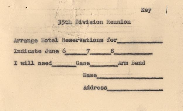 Invitation to the 1952 35th Division Reunion