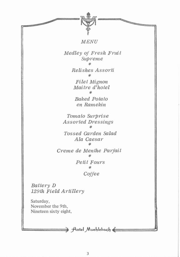 Program from 1968 Battery D Reunion