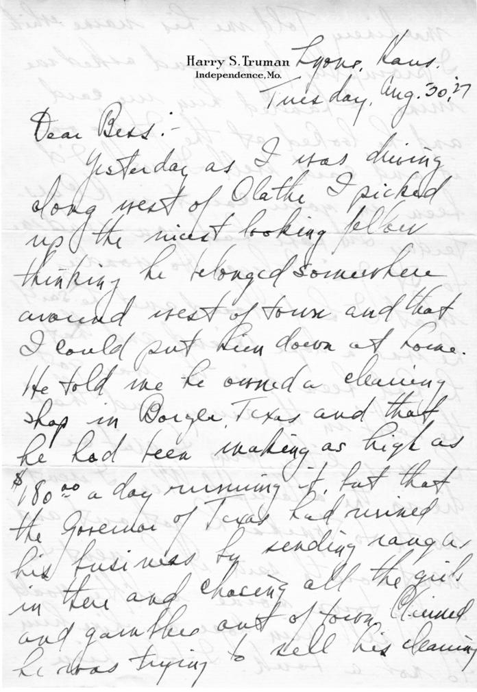 Harry S. Truman to Bess W. Truman