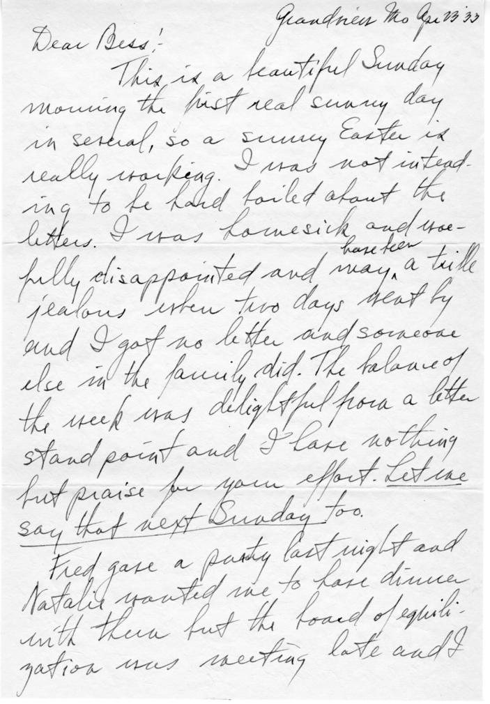 Harry S. Truman to Bess W. Truman