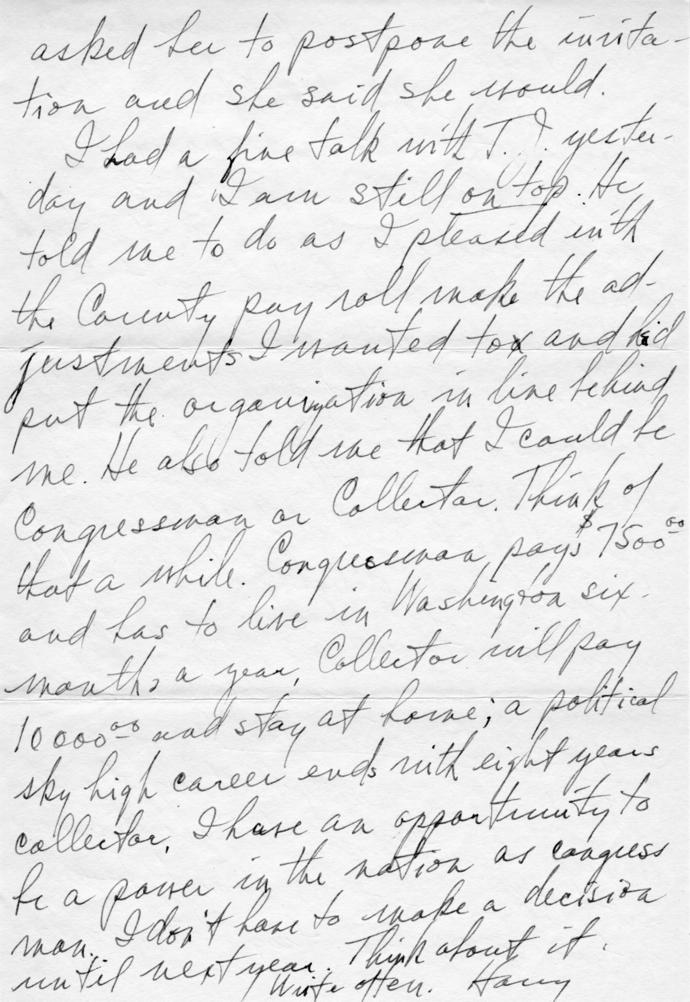 Harry S. Truman to Bess W. Truman