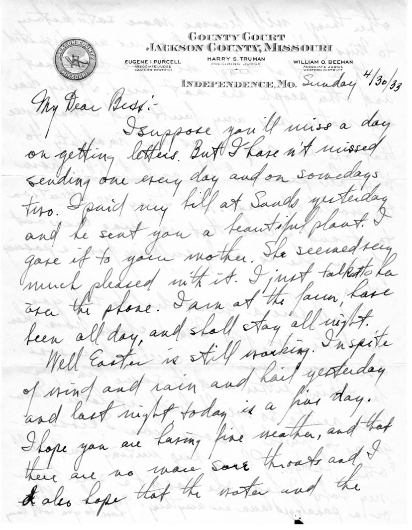 Harry S. Truman to Bess W. Truman