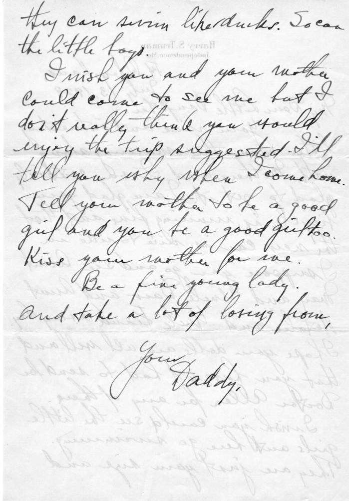 Harry S. Truman to Margaret Truman