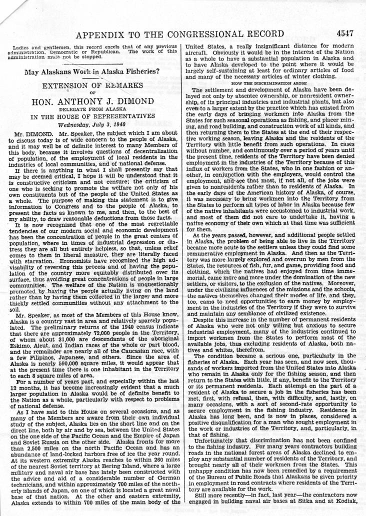 Extension of Remarks of Lewis Schwellenbach, Congressional Record, Volume 8, Part 16, pages 4546-4547