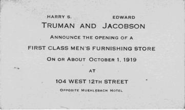 Business Card, Truman-Jacobson