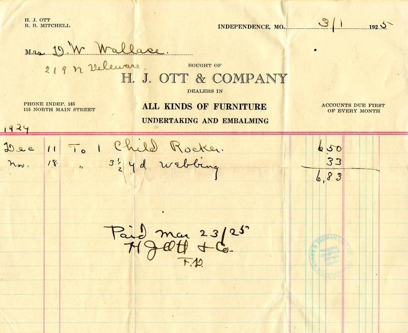 Receipt, H. J. Ott and Company