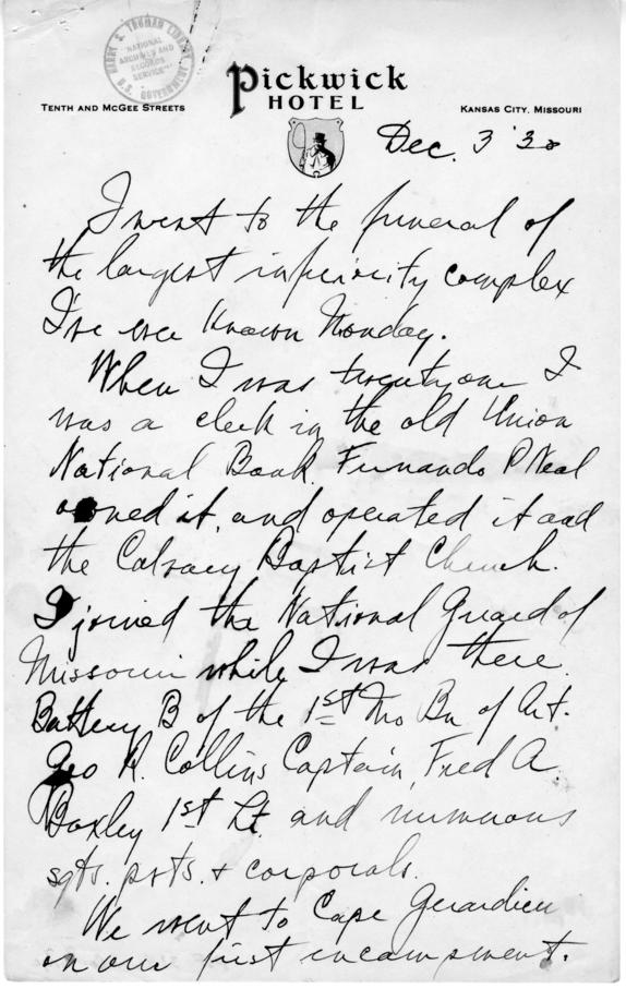 Longhand Note by Harry S. Truman