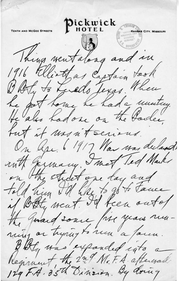 Longhand Note by Harry S. Truman