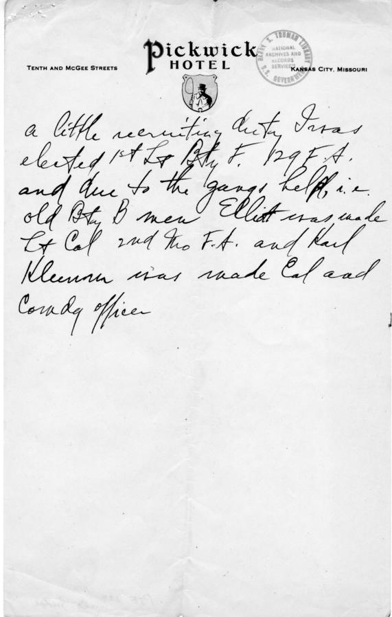 Longhand Note by Harry S. Truman