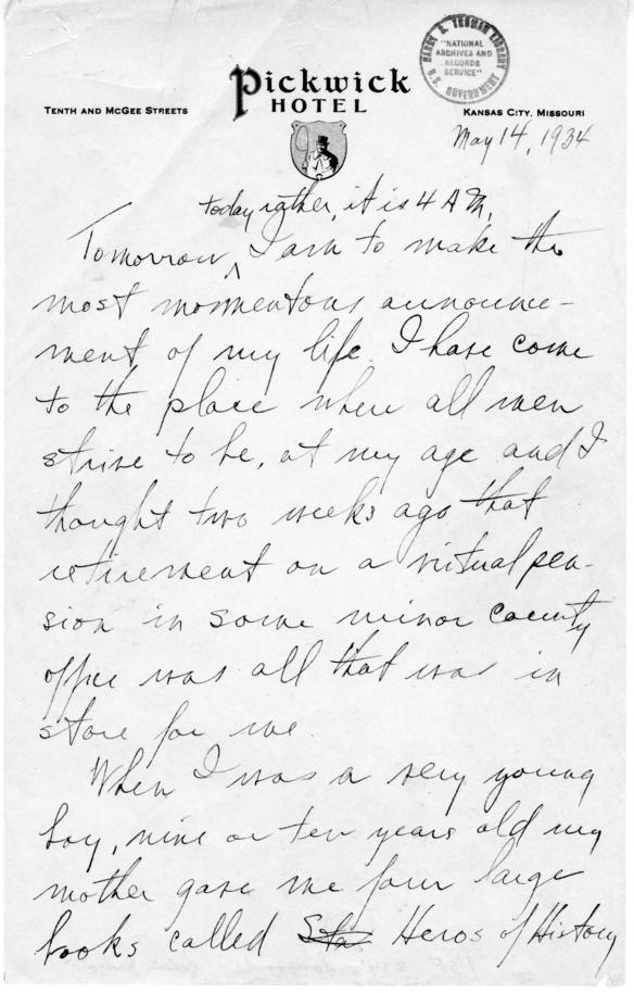 Longhand Note by Harry S. Truman