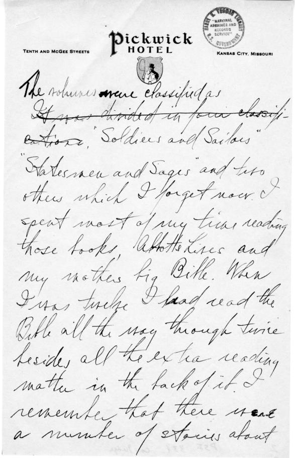 Longhand Note by Harry S. Truman