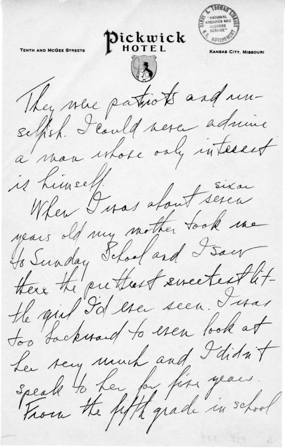 Longhand Note by Harry S. Truman