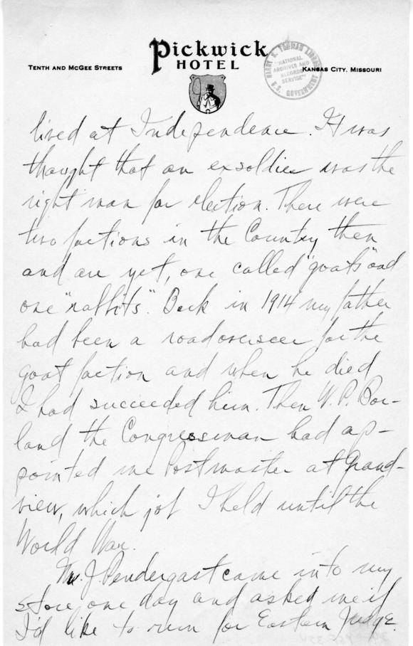 Longhand Note by Harry S. Truman