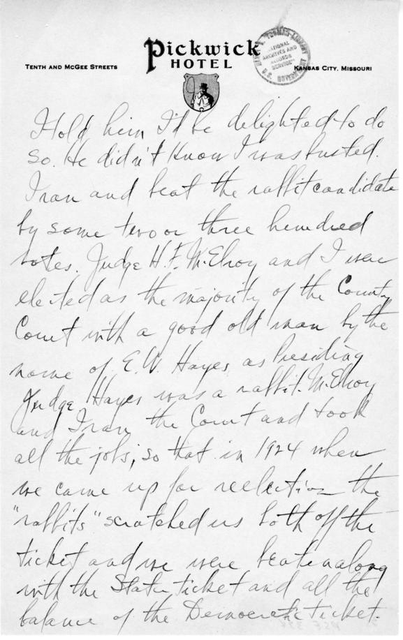 Longhand Note by Harry S. Truman