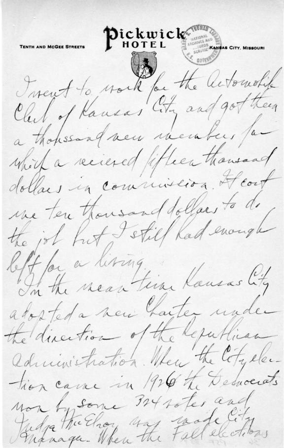 Longhand Note by Harry S. Truman