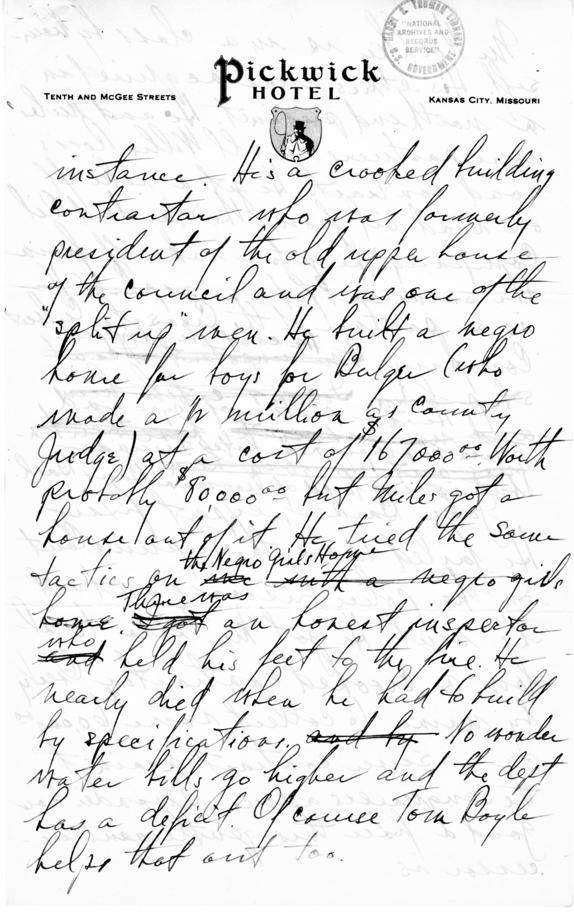 Longhand Note by Harry S. Truman