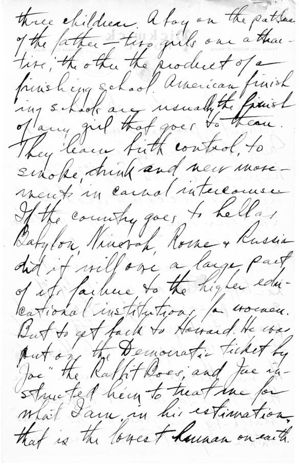 Longhand Note by Harry S. Truman