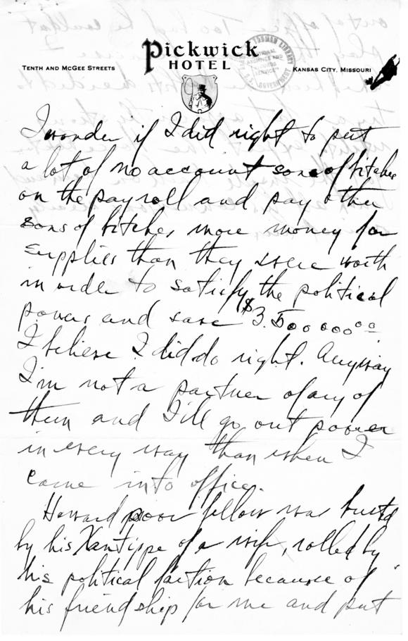 Longhand Note by Harry S. Truman