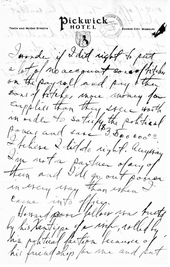 Longhand Note by Harry S. Truman