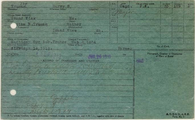 Harry S. Truman\'s National Guard Enlistment Papers