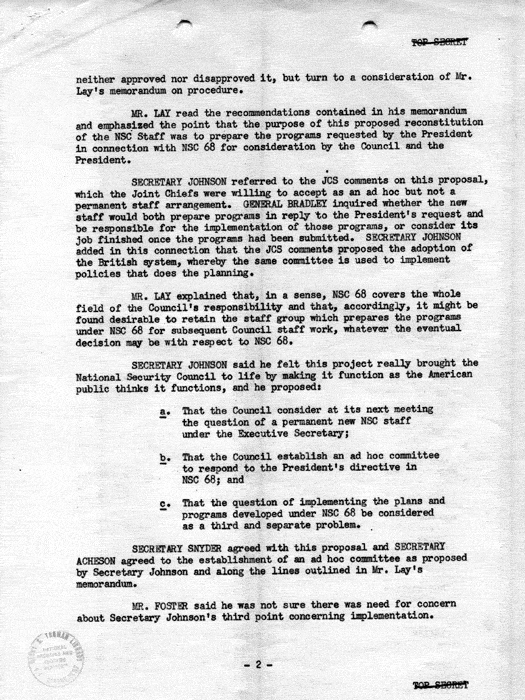 Memorandum, National Security Council to Harry S. Truman