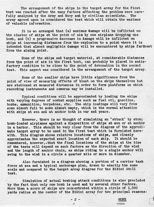 Press release re: Operation Crossroads
