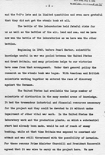 Henry Stimson to Harry S. Truman, with attached draft press release