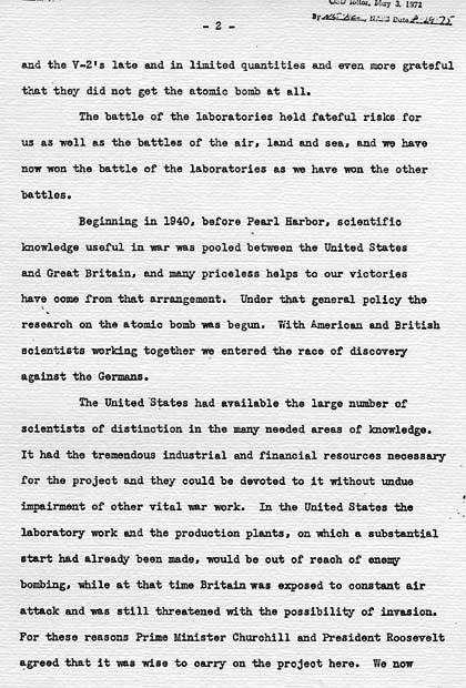 Henry Stimson to Harry S. Truman, with attached draft press release