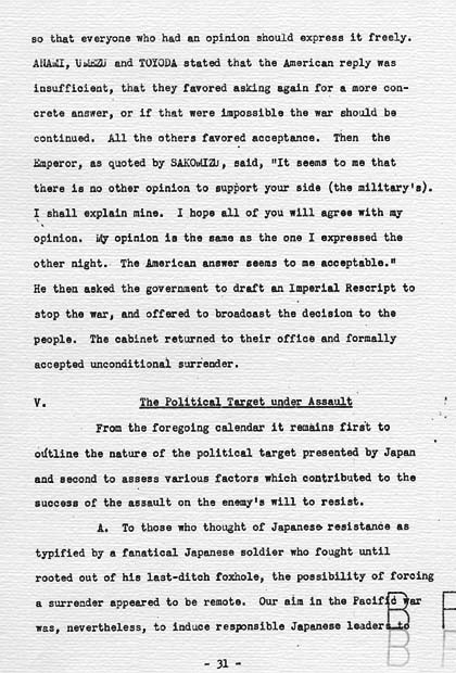 United States Strategic Bombing Survey: Japan's Struggle to End the War