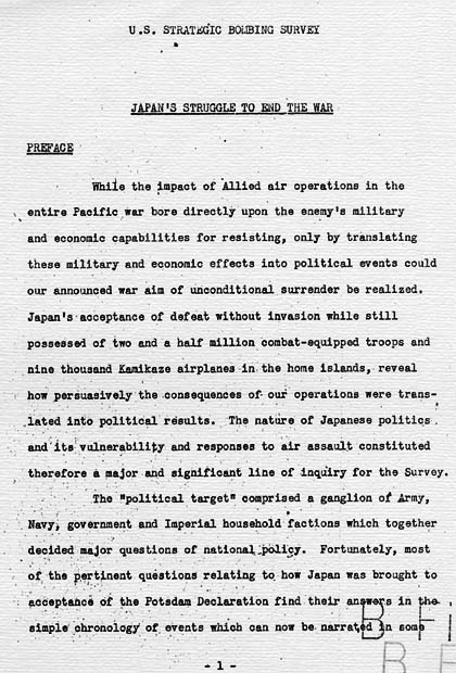 United States Strategic Bombing Survey: Japan's Struggle to End the War