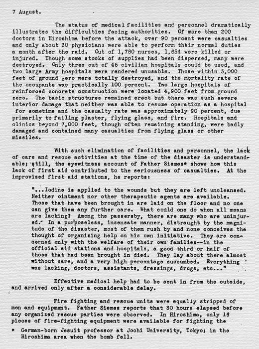 U. S. Strategic Bombing Survey: The Effects of the Atomic Bombings of Hiroshima and Nagasaki