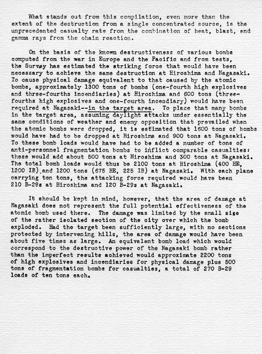 U. S. Strategic Bombing Survey: The Effects of the Atomic Bombings of Hiroshima and Nagasaki