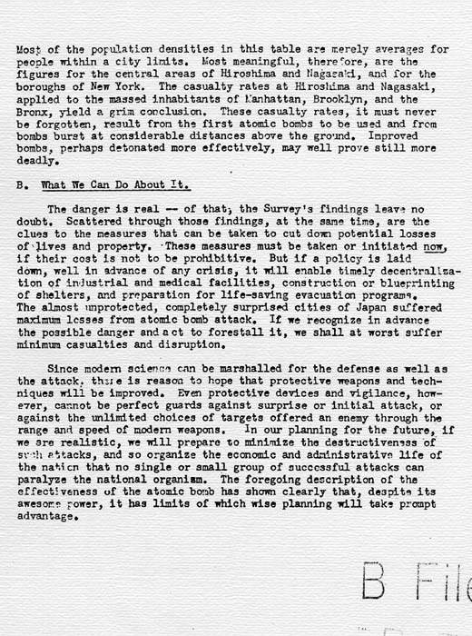 U. S. Strategic Bombing Survey: The Effects of the Atomic Bombings of Hiroshima and Nagasaki