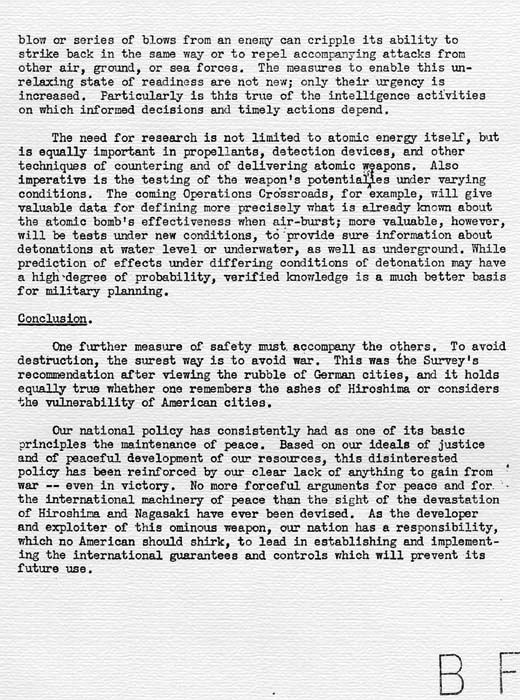 U. S. Strategic Bombing Survey: The Effects of the Atomic Bombings of Hiroshima and Nagasaki