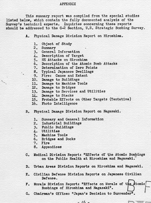 U. S. Strategic Bombing Survey: The Effects of the Atomic Bombings of Hiroshima and Nagasaki