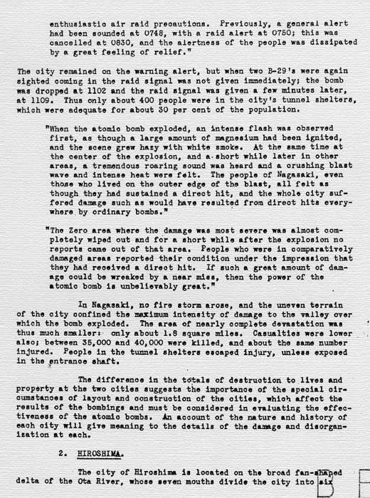 U. S. Strategic Bombing Survey: The Effects of the Atomic Bombings of Hiroshima and Nagasaki