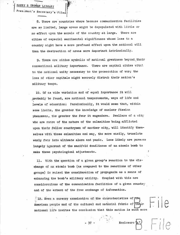 \"The Evaluation of the Atomic Bomb as a Military Weapon\"