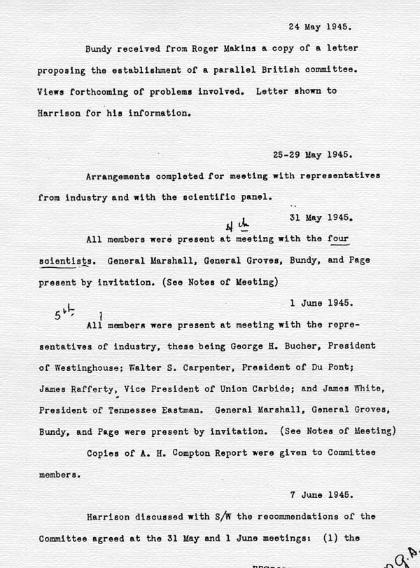 Log of the Interim Committee of the Manhattan Project