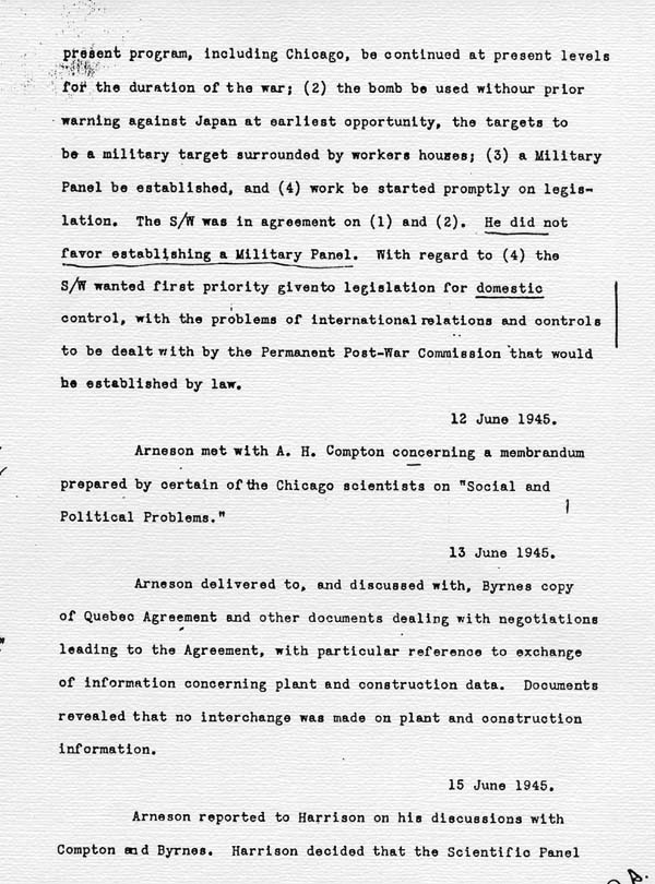 Log of the Interim Committee of the Manhattan Project
