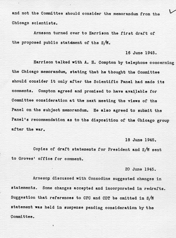 Log of the Interim Committee of the Manhattan Project