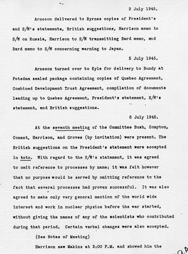 Log of the Interim Committee of the Manhattan Project