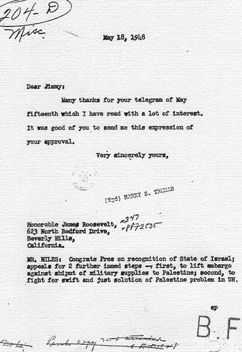 Correspondence between James Roosevelt and Harry S. Truman
