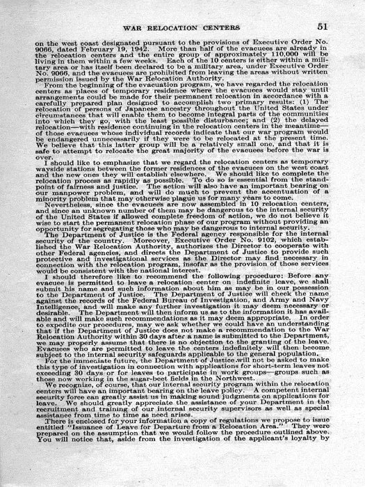 Senate Document, War Relocation Centers: Hearings Before a Subcommittee of the Committee on Military Affairs, United States Senate…, 1943, documenting hearings that occurred on January 20, 27, and 28, 1943. Papers of Dillon S. Myer. 