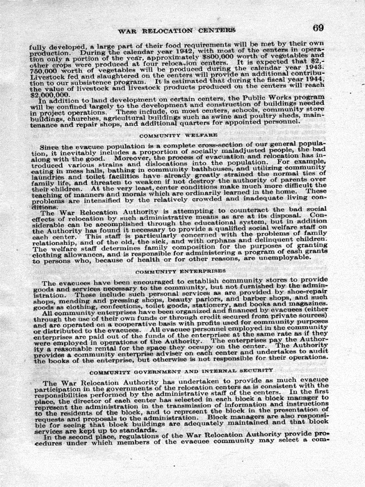 Senate Document, War Relocation Centers: Hearings Before a Subcommittee of the Committee on Military Affairs, United States Senate…, 1943, documenting hearings that occurred on January 20, 27, and 28, 1943. Papers of Dillon S. Myer. 