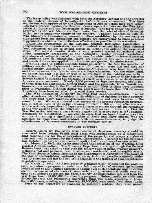 Senate Document, War Relocation Centers: Hearings Before a Subcommittee of the Committee on Military Affairs, United States Senate…, 1943, documenting hearings that occurred on January 20, 27, and 28, 1943. Papers of Dillon S. Myer. 